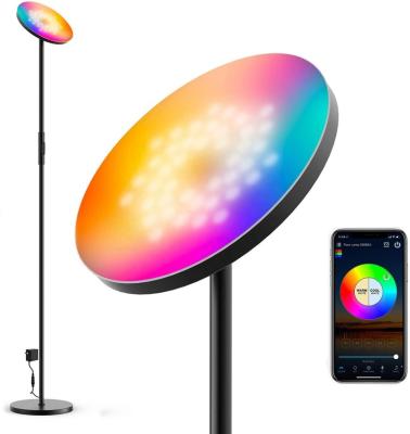 China Modern Super Bright 24-Watt WiFi LED Dimmable Torchiere RGB Stand Floor Lamp Compatible with Alexa and Google Home for sale