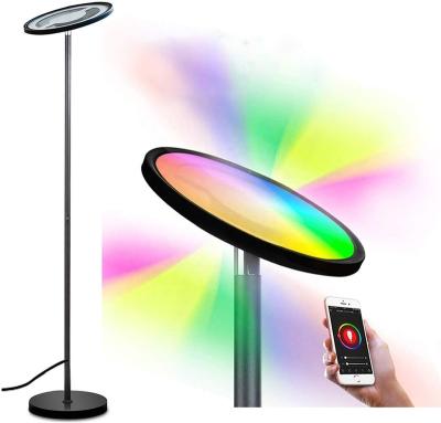 China Remote Control Smart Modern Adjustable Head Via IOS and Android App Color Changing Torchiere LED Floor Lamp Position for sale