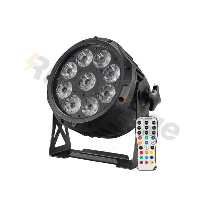 China Battery rechargebale IP65 9 x18w wireless RGBWA+UV 6in1 led uplight battery operated hand in hand with remote for sale