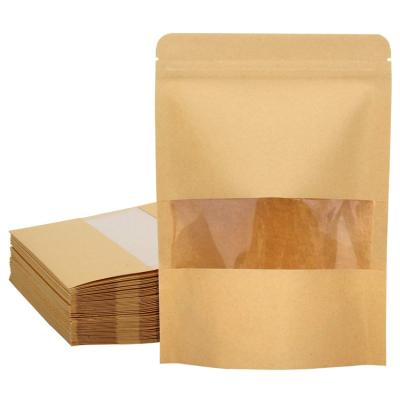 China Recyclable Biodegradable Recycle Food Wrapping Paper Nut Zip Lock Snacks Dry Ziplock Shopping Packaging Zipper Up Pouch With Window for sale