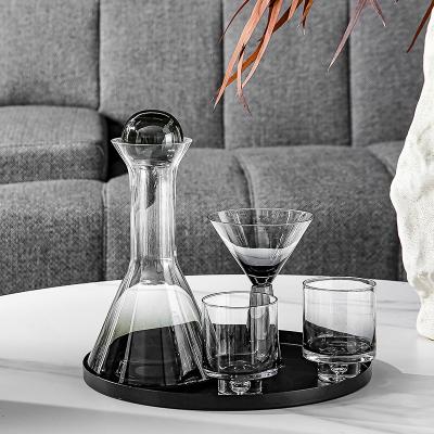 China Interior Accessories Gray Glass Decanter Set Creative Modern Minimalist Home Decor Interior Decorations With The Glass Bottle for sale