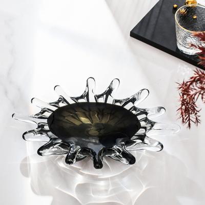 China Europe Modern Luxury Porch Storage Peculiar Glass Bowl Art Glass Plate Ornaments Decor For Other Home Decoration for sale