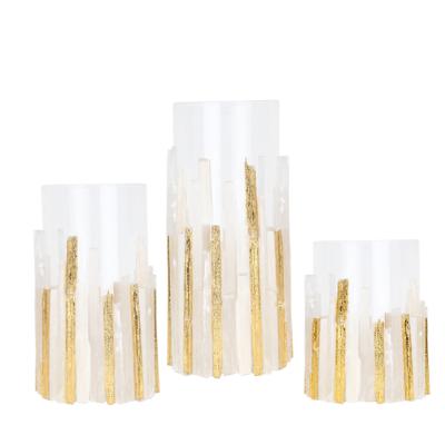 China Golden Nordic Modern Elegant Home High Quality Natural Stone Accessories Decoration Candle Holder Glass Cup Stocked for sale