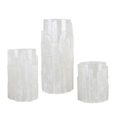 China Contemporary Nordic Style Indoor White Natural Stone Candle Vase Abstract Decor Stocked Glass Candle Holder For Home Decor for sale