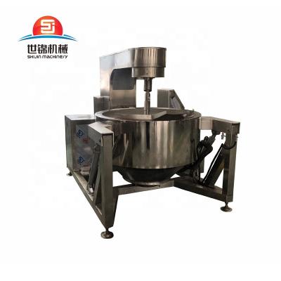 China Vegetable Processing Plant Tilting Boiling Pan 100-800 Liter Industrial Automatic Cooking Mixer for sale