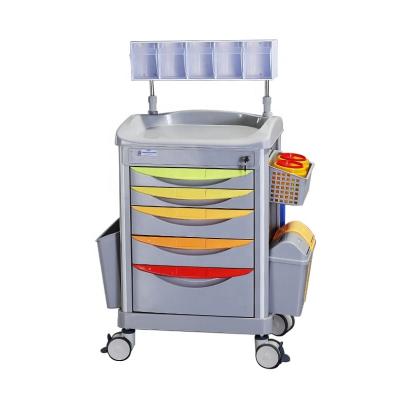 China Modern Nurse Accessories With Wheels Trolley Furniture Hardware Medical Cart Emergency Treatment Trolley for sale