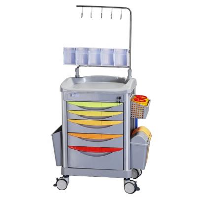 China Modern Nurse Accessories With Wheels Trolley Furniture Hardware Medical Cart Emergency Treatment Trolley With Drawers for sale