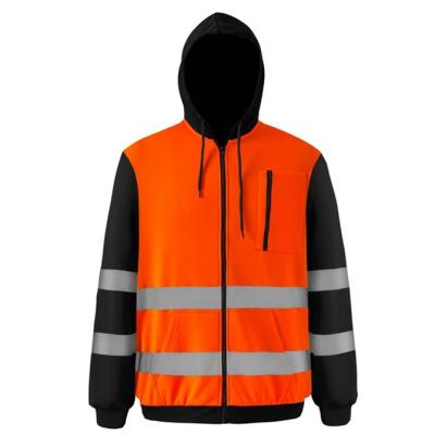 China New Type Windproof High Visibility Safety Bargain Price Reflective Work Zippered Hoodie for sale