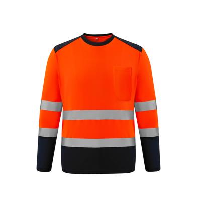 China Wickable Custom Made High Quality Men's Safety Reflective High Visibility Two Tone Sleeved T-Shirt Long for sale