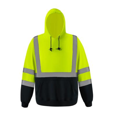 China 2021 New Hot-selling products men's safety reflective high visibility two-tone hooded sweatshirt for sale