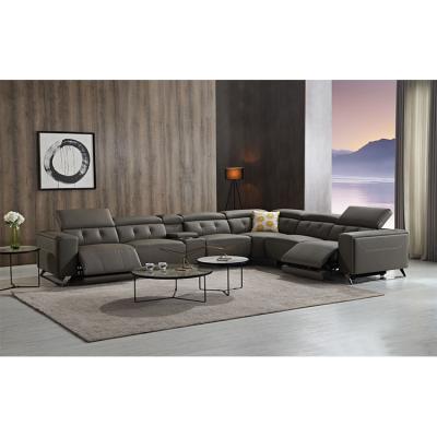 China Dismantle Living Room Italian Gray Luxury Recliner Reclining Sofas Dark Modern Leather Corner Sofa Set Shape Style for sale