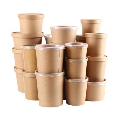 China Various Sizes Salad Bowl Paper Wrapper Disposable Soup Cup Disposable Takeout Hot Food Paper Packaging for sale