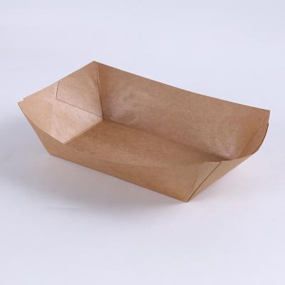 China PE Coated Disposable Wrapping Paper Tray Boat Shaped For Food Truck Like Snack Fries Hot Dog Wrapping for sale