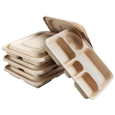 China Eco-friendly 5 and 6 Compartment Food Disposable Meal Box Lunch Food Box Takeaway Container Togo for sale