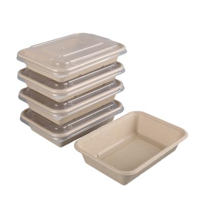 China Compostable Disposable Tableware Salad Lunch Box Food Bento Bagasse Takeaway Food Packaging for sale