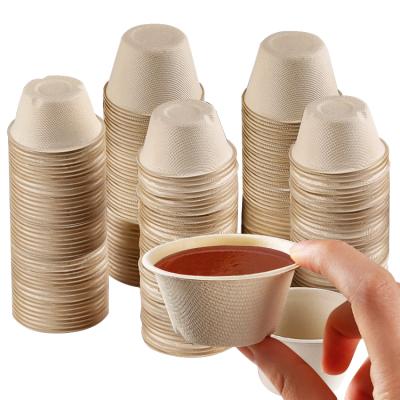 China Compostable Biodegradable Wheat Straw Pulp Takeout Food Sauce Cup 2oz 4oz With Disposable Lid for sale