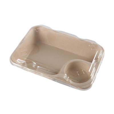 China Compostable Disposable Food Wheat Straw Pulp Lunch Food Box Take Out Food Container With Sauce Cup Holder for sale