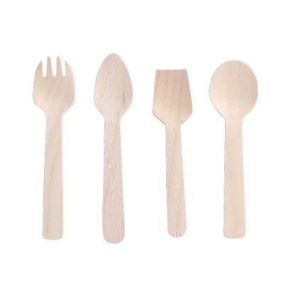 China Custom Engraved Disposable Food Packaging Fork Knife Kit Eco Friendly Wooden Spoon Cutlery Set for sale