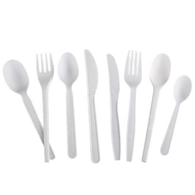 China 100% Biodegradable Biodegradable Disposable Cutlery Fork Soup Spoons And Knives Pla Disposable Cutlery for sale