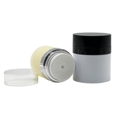 China Skin Care Cosmetic Luxury Plastic Packaging Round Acrylic Airless Pump Cosmetic Cream Jar 15g 30g 50g for sale