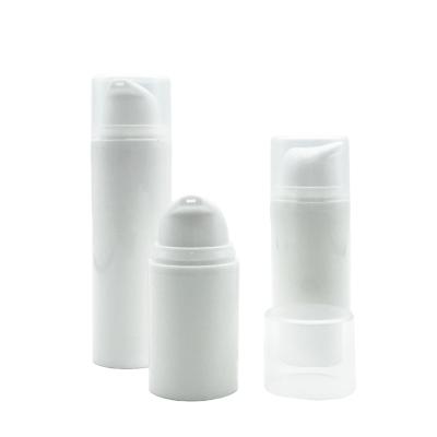 China Cosmetic Cylinder PP White Plastic Airless Pump Cosmetic Bottle With Instant Lotion Pump 15ml 30ml 50ml for sale