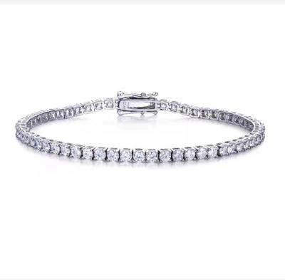 China Nice Design GRA VVS D 3mm Tennis Bracelet Moissanite Stone Ready To Ship Iced Out Tennis Bracelet 3.5mm 4mm For Girls for sale