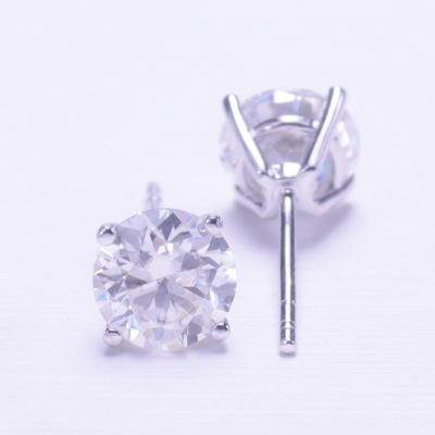 China 2022 Nice Design Fashion Jewelry 925 Sterling Silver 4 Prong Setting Around 1CT Moissanite 6.5mm Earrings for sale