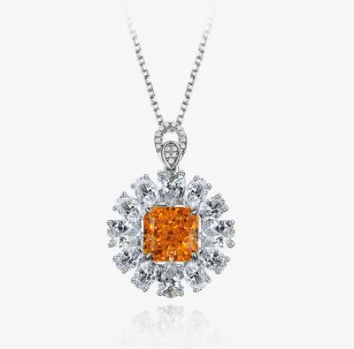 China Nice Design Synthetic Color CZ Square 10x10mm 925 Sterling Fashion Engagement Gold Plated Pendant Necklace for sale