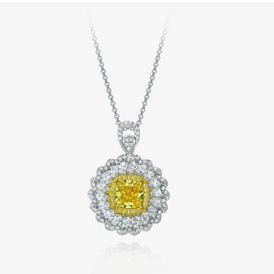 China Fashion Design Fashion Design Nice Jewelry Pendant Synthetic Cubic Zircon Cushion 7x7mm Yellow Gold Silver Plated Iced Out CZ Pendant for sale