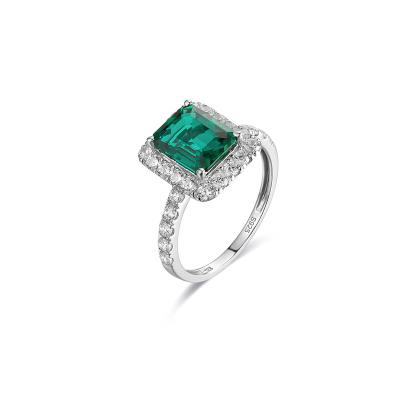 China Fashion 925 Sterling Silver Rings 5x7mm Nice Design Lab 1ct Emerald Gemstone Rings Silver For Handmade Silver Ring for sale