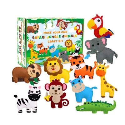 China Eco-Friendly Material Educational Toys Jungle Animals Kids Felt Sewing Craft Kit For Beginners for sale