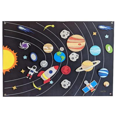 China Wholesale Galaxy Toy Felt Funny Baby Soft Educational Wall Hanging Solar System Learning Toys Set For Children for sale