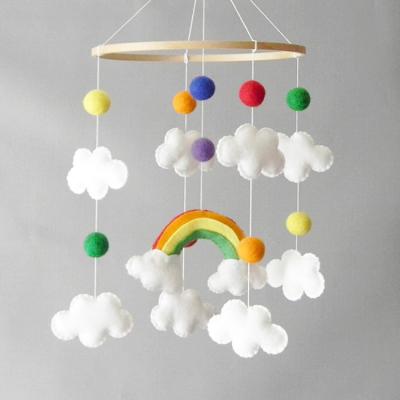 China Eco-Friendly Crib Bell Toys Clouds Raindrops Felt Bamboo Wind Chimes for sale