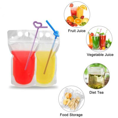 China 250ml Ice Recyclable Custom Clear Resealable Drink Pack Pouches Smoothie Juice Bags Drinking Reusable Drink Pouch With Straw for sale