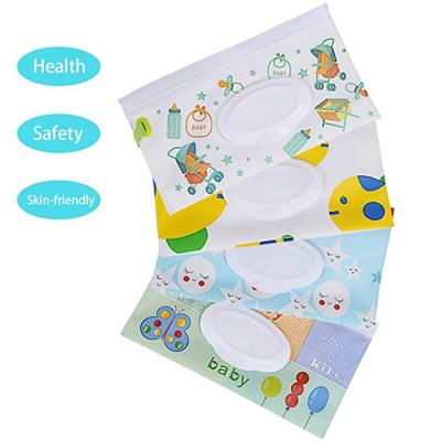 China Cute Cartoon EVA Baby Wet Wipes Bag Clamshell Container Packaging Portable Cleaning Case Kids Pouch Reusable Wet Wipes Bag for sale