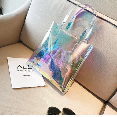 China 2018 New Women Holographic Non-Toxic PVC Laser Tote Shoulder Shopping Bag for sale