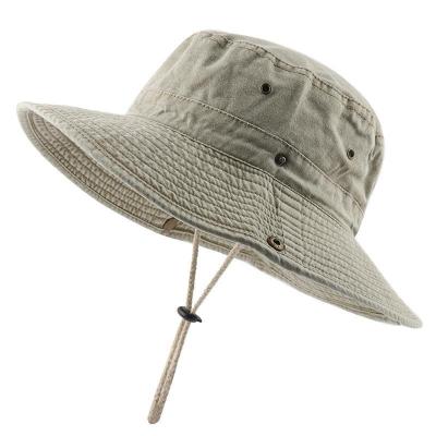 China Character spring and summer men's and women's bucket hat outdoor sunscreen pure cotton washed buckethat solid color fishing hat for sale