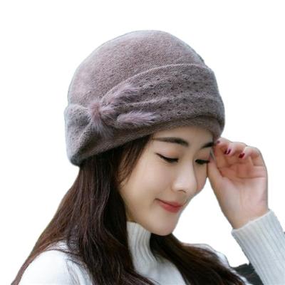 China COMMON Middle-aged And Elder Old Lady Grandma Mother Thick Warm Earflaps Hat Knitted Wool Beret Hats Kids Autumn Winter for sale