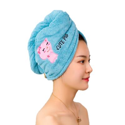 China JOINT Girls Hair Drying Cap Female New Long Hair Baotou Quick-drying Super Absorbent Towel Cap Female Cute Hair Drying Hat for sale