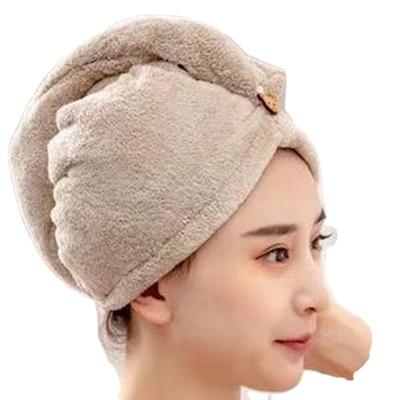 China New JOINT double-layer strong absorbent thickened hair drying hat solid color bear quick-drying cute hat for sale