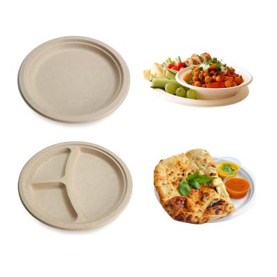 China Suitable Packaged 10 Inch Heavy-Duty Eco-Friendly Disposable White Bagasse Plates for Catering Birthday Buffet for sale