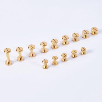 China For Leather Belt Brass&Steel Round Flat Head Double Flat Head & Rivet Chicago Solid Brass Screws For Leather for sale