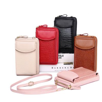 China New Crocodile PU Crocodile Texture Lizard Bag Fashion Leather High-end Women's Inclined Mobile Phone Bag for sale