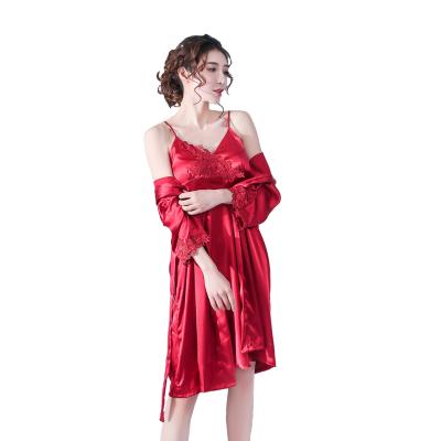 China QUICK DRY silk pajamas 2019Customize logo available satin kimono long robe silk women wholesale for sale