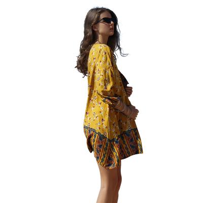 China NEW Spring Summer 2020 New Women's Dress Collar Bohemian Dress Anti-wrinkle Print Wrap A-Line Dress for sale