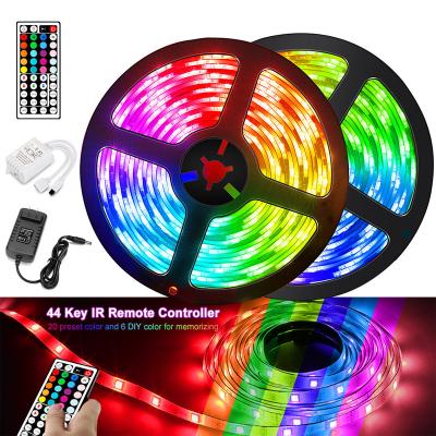 China LANDSCAPE ip65 waterproof full color ip67 5 meter flexible Smd 5050 LED strip light ribbon with 44 key infrared remote for sale