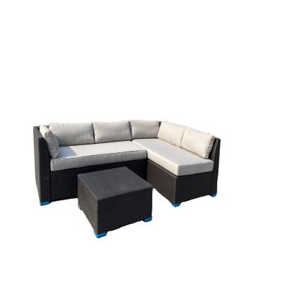 China Hot Selling Black Corner Simple Modern Sofa Three Piece Set Of Rattan Garden Storage Stools for sale