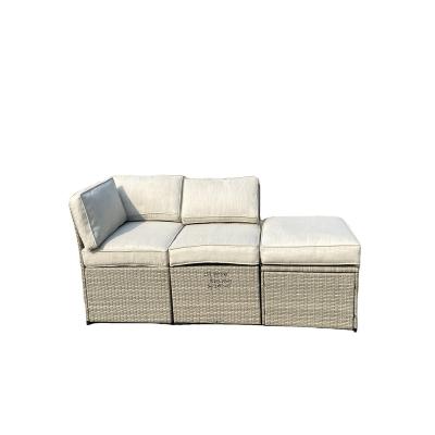 China High Quality Modern Gray Rattan Corner Sofa Outdoor Coffee Table Combination Furniture Set for sale