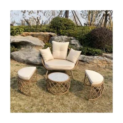 China Modern Fully Equipped Brown Sofa Egg Chair Four Piece Set Comfortable Garden Furniture for sale