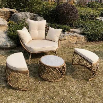 China Modern Stylish Outdoor Patio Rattan Chair Garden Sofa Egg Chair 4pcs Combinations Wicker Multiple Set for sale